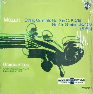 GRUMIAUX TRIO - Mozart  String Quartets No.3 In C, K.516 + No.4 In G Minor, K.406 (516b) : Volume 2