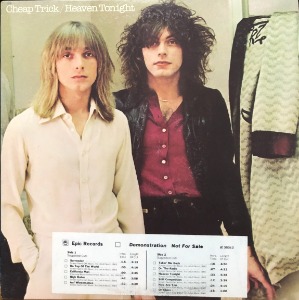 CHEAP TRICK - Heaven Tonight (1978 화이트라벨 PROMO DEMONSTRATION US ORIG / INNER SLEEVE) &quot;Surrender, On Top Of The World&quot;